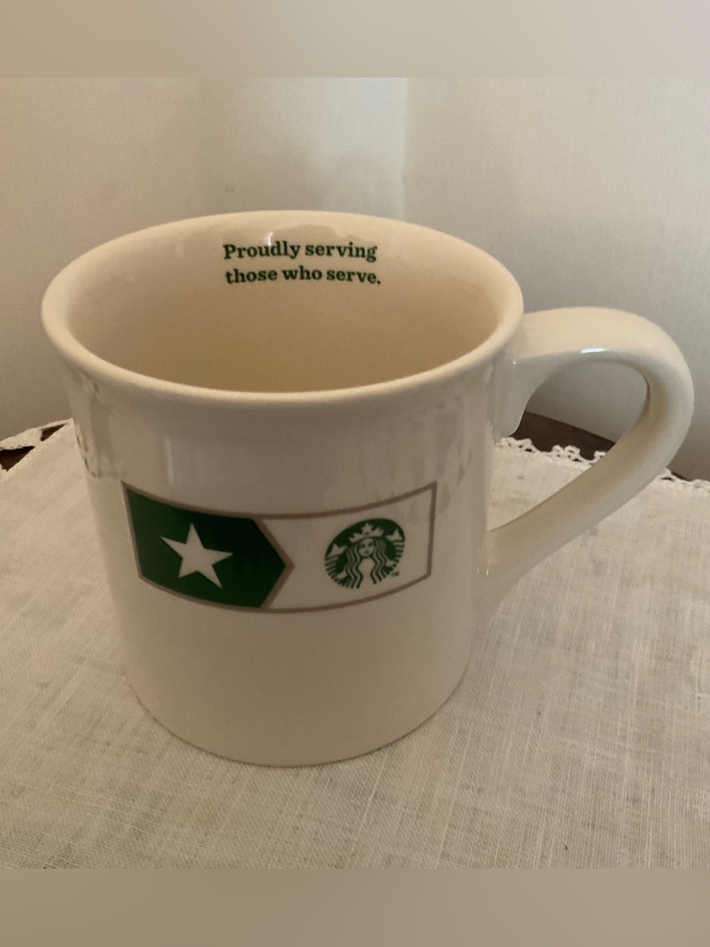 STARBUCKS Proudly Serving Those Who Serve Military Veterans 14 oz Mug Cup 2013